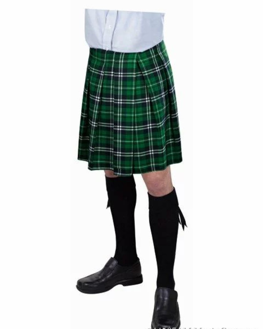 Mens Costumes * | Adult Green Plaid Kilt