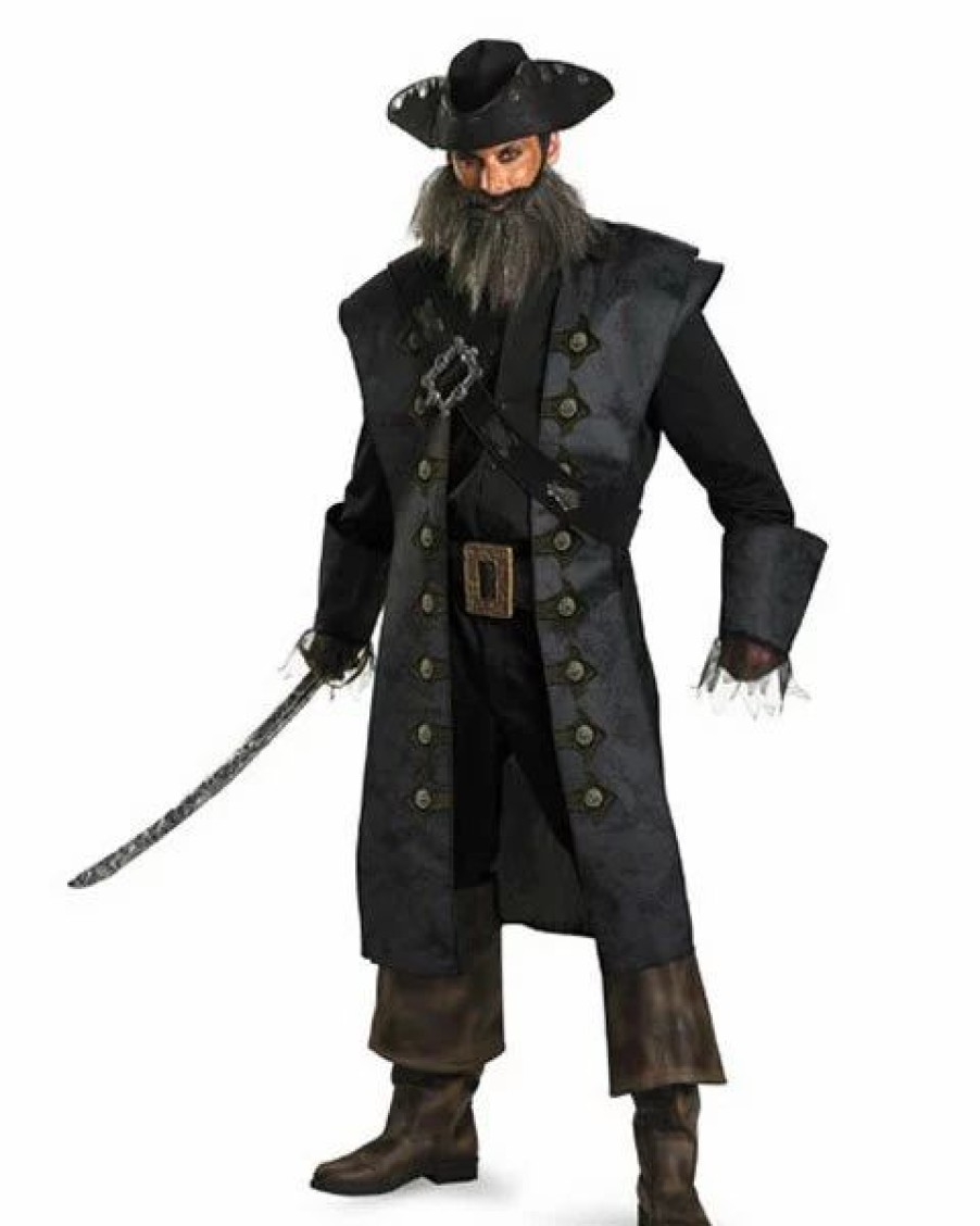 Mens Costumes * | Deluxe Pirates Of The Caribbean Black Beard Mens Costume