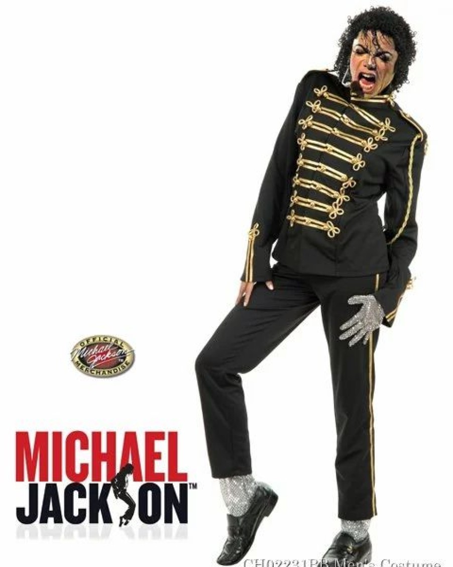 Mens Costumes * | Adult Michael Jackson Black Military Prince Costume