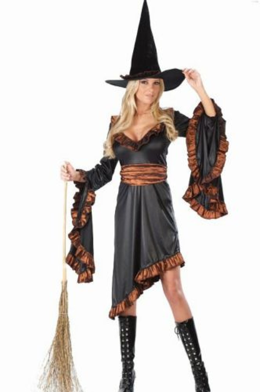 Witches & Monsters * | Ruffle Witch Adult Costume