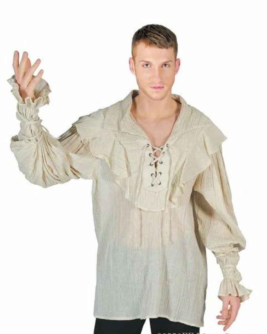 Mens Costumes * | Mens Ecru Pirate Shirt