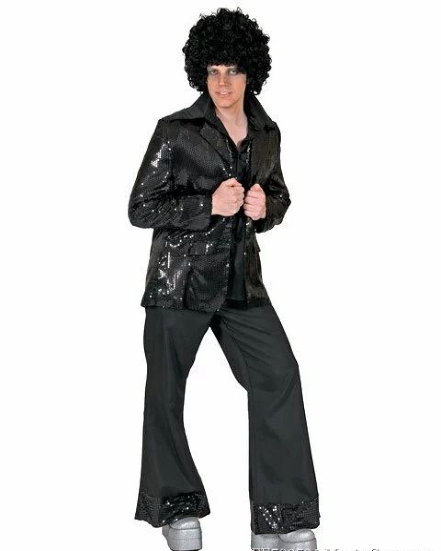 Mens Costumes * | Mens Black Sequin Disco Jacket