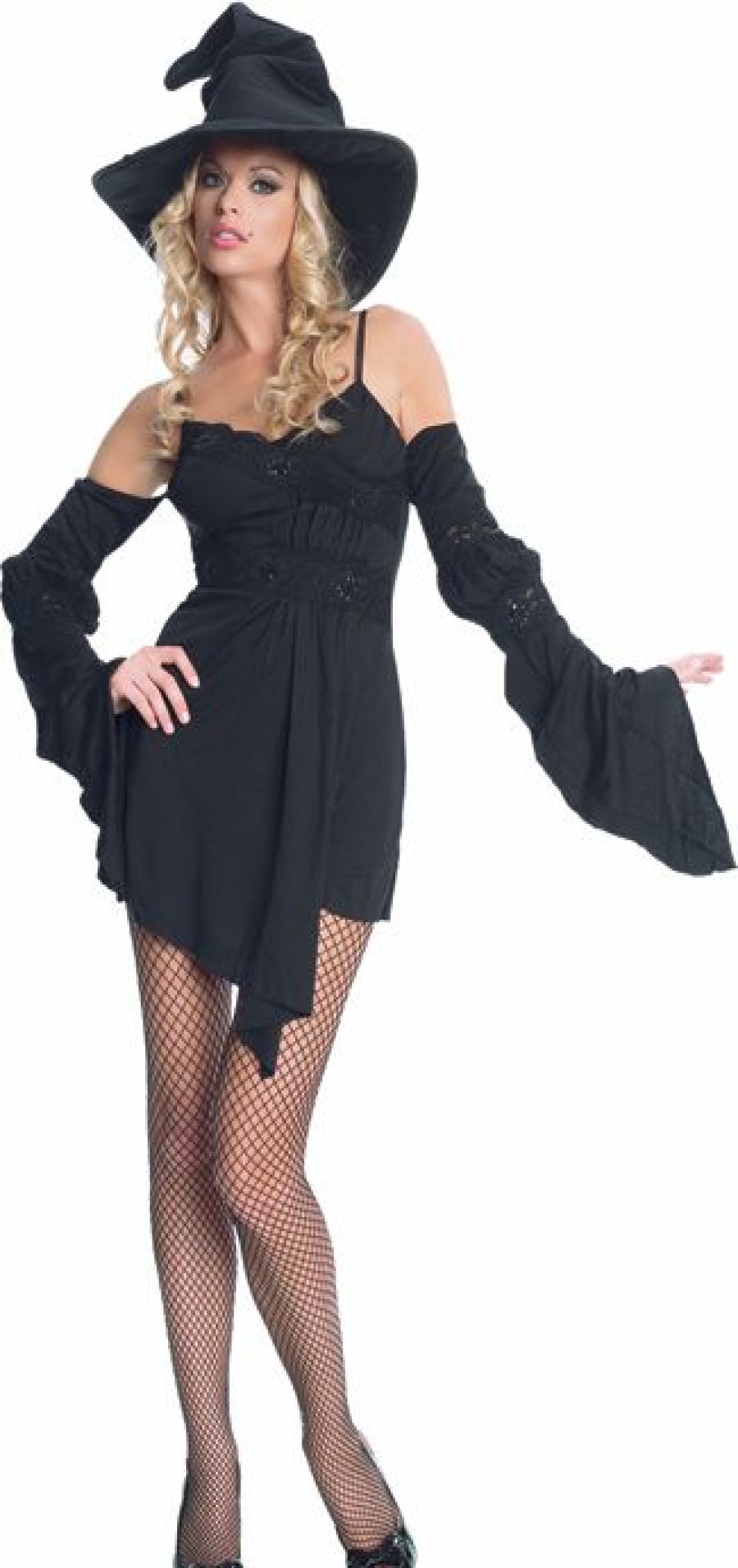 Witches & Monsters * | Sexy Witch Dress With Hat Adult Costume