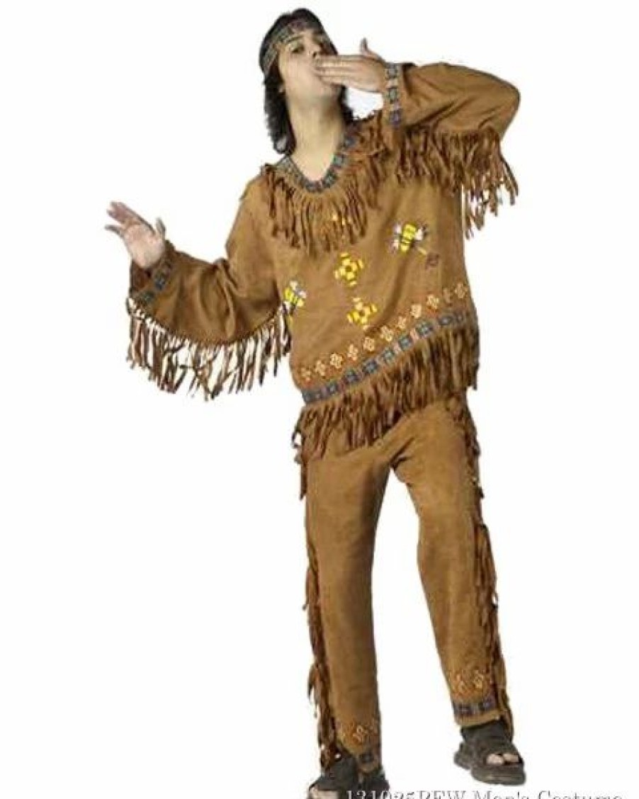 Mens Costumes * | Mens Plus Native American Male Costume