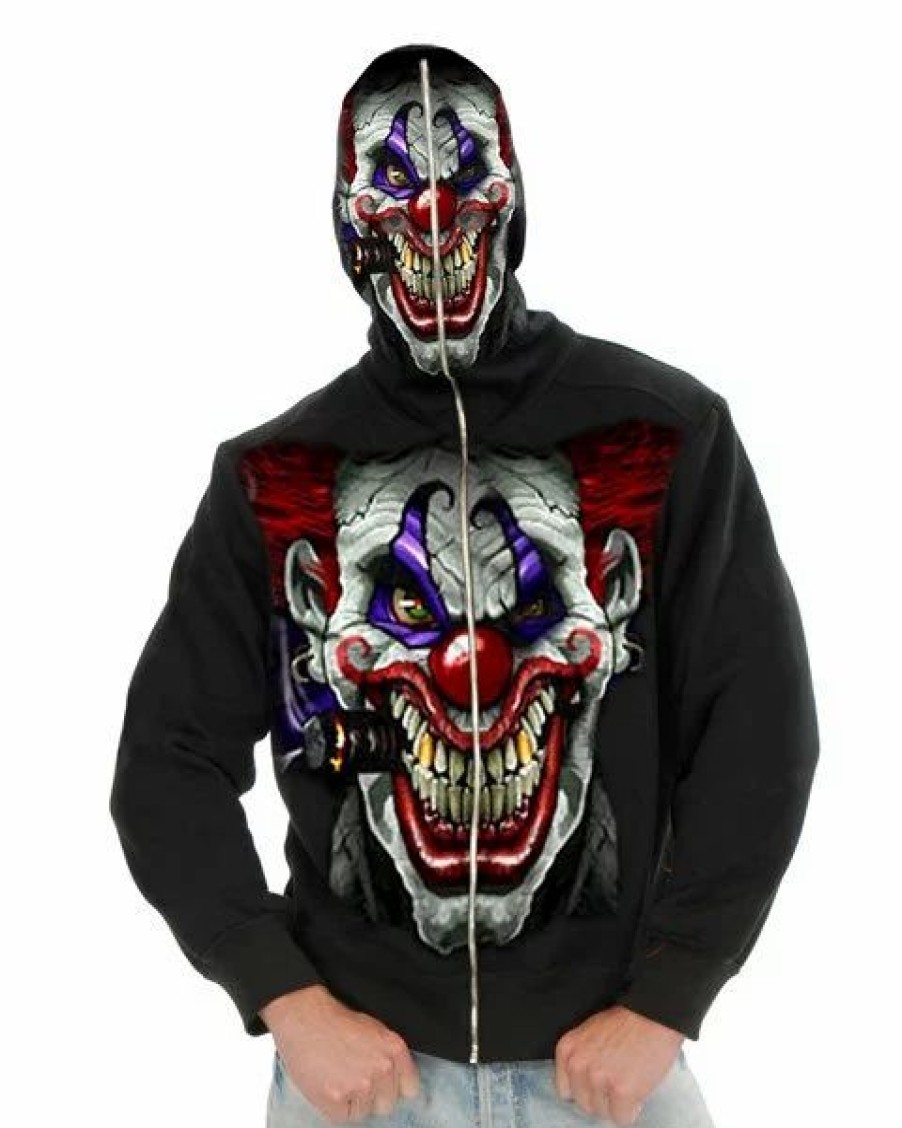 Mens Costumes * | Hi Ya Roy Evil Clown Skull Hoodie