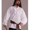 Mens Costumes * | Deluxe Ruffled Cotton Shirt With Lace Trim Costumefor Adult